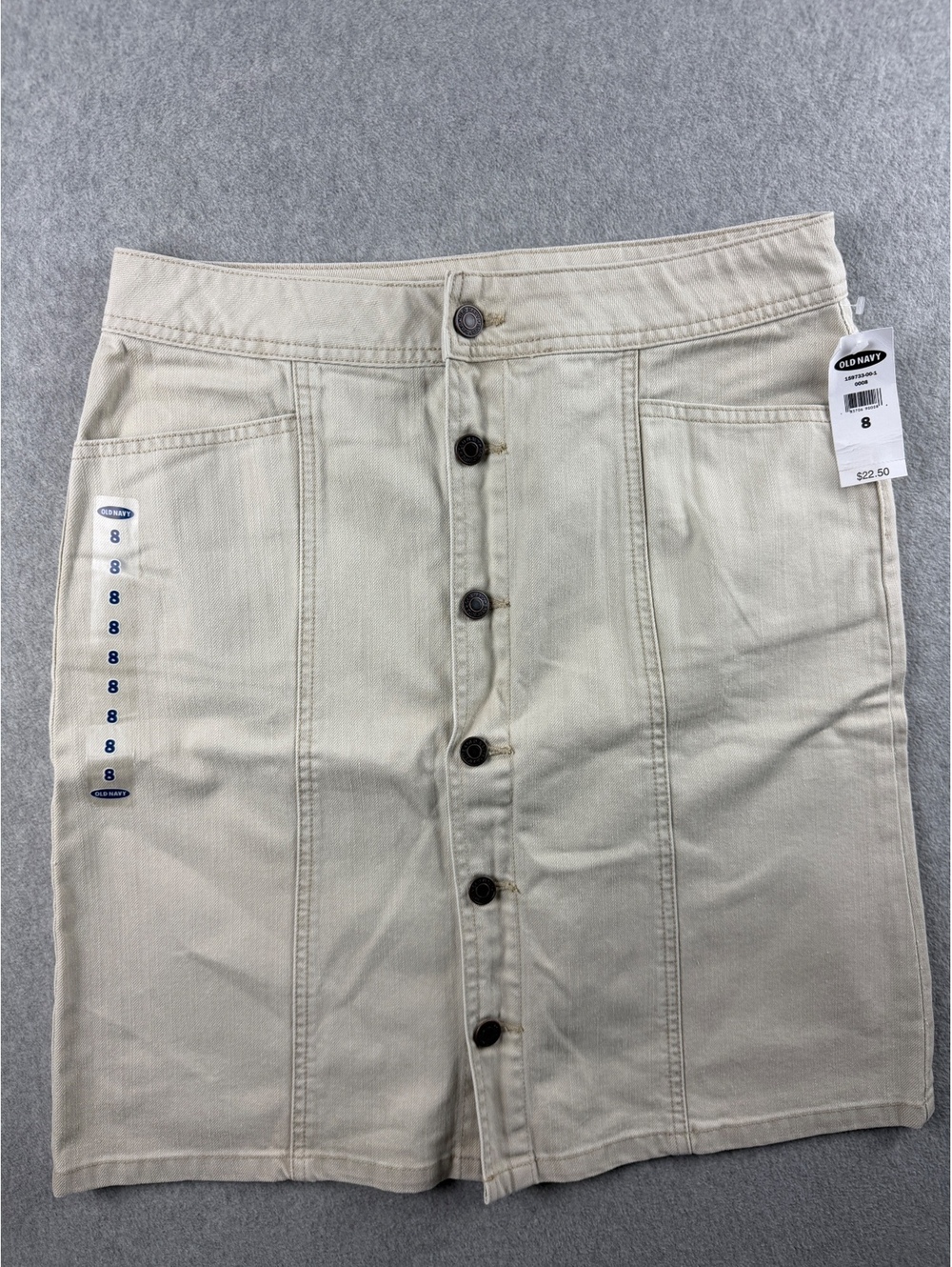 Old Navy Button Front Denim Skirt 8 Cream Beige Cotton NWT Y2K Utility